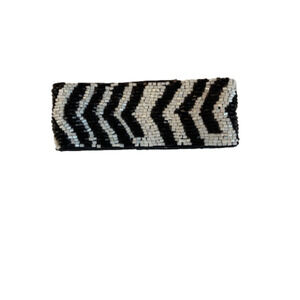 Women's Black and White Chevron Seed Bead Bracelet BOHO Y2K Statement Retro